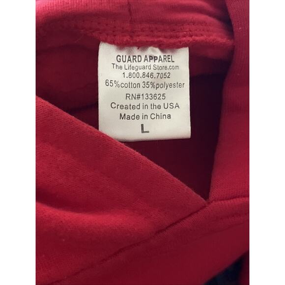 Red Lifeguard Hoodie Sweatshirt - Size L - Guard Apparel by The Lifeguard Store - Picture 2 of 5